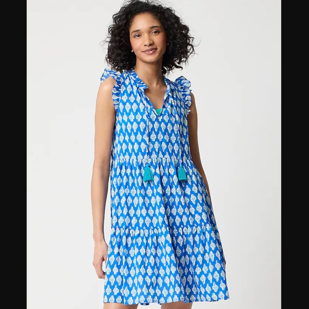 J.Crew - Ruffle-sleeve tiered beach dress, Size M (NWT)